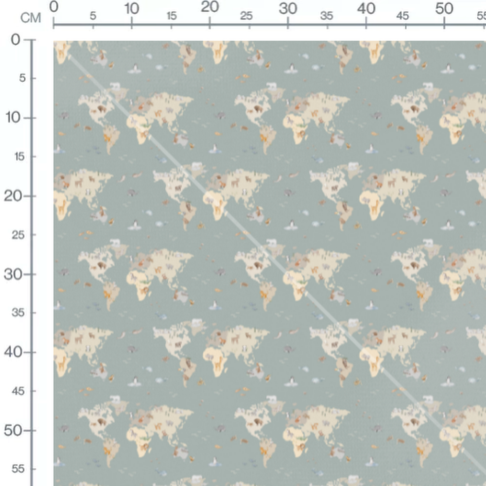 Tissu - Carte du monde animaux