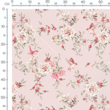 Tissu - Oiseaux roses sur fond pâle