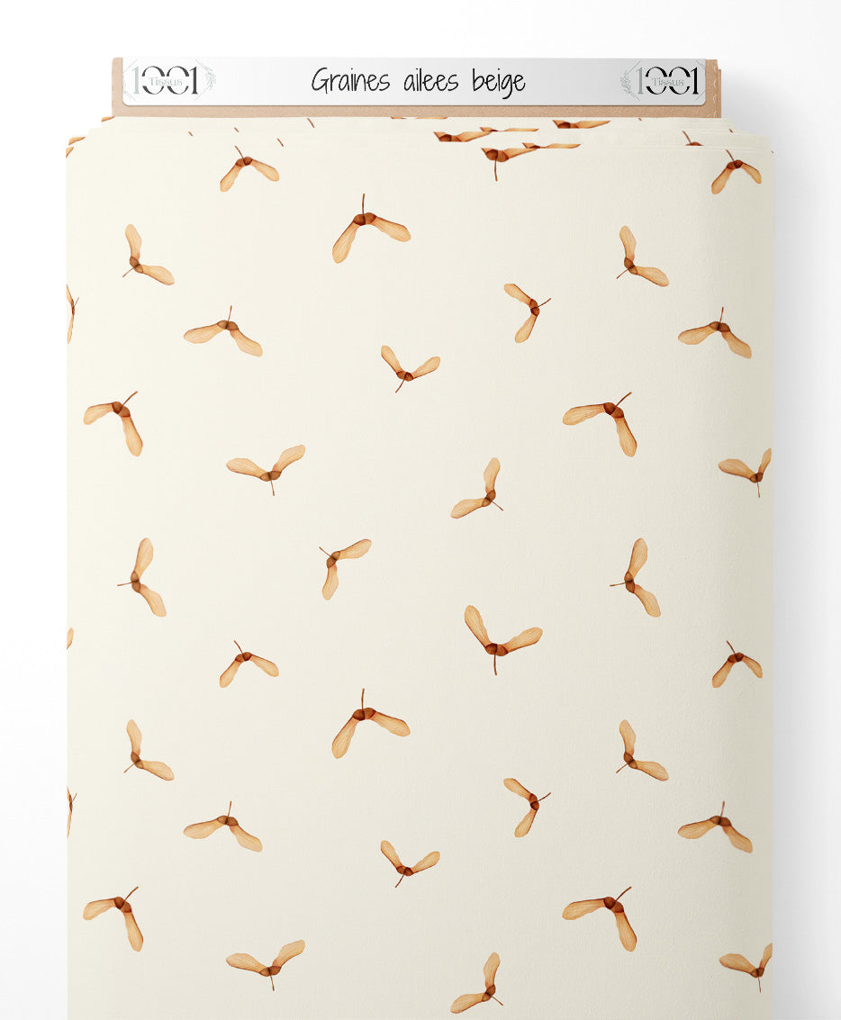 Tissu - Graines ailées beige
