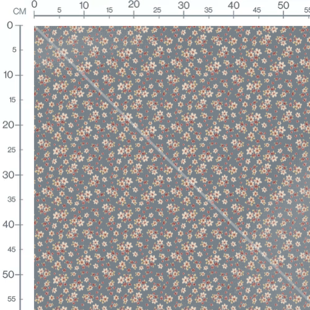 Tissu - Fleurs roses sur fond gris 2