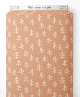 Tissu - Petits sapins rose pâle