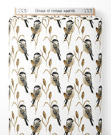 Tissu - Oiseaux et roseaux aquarelle