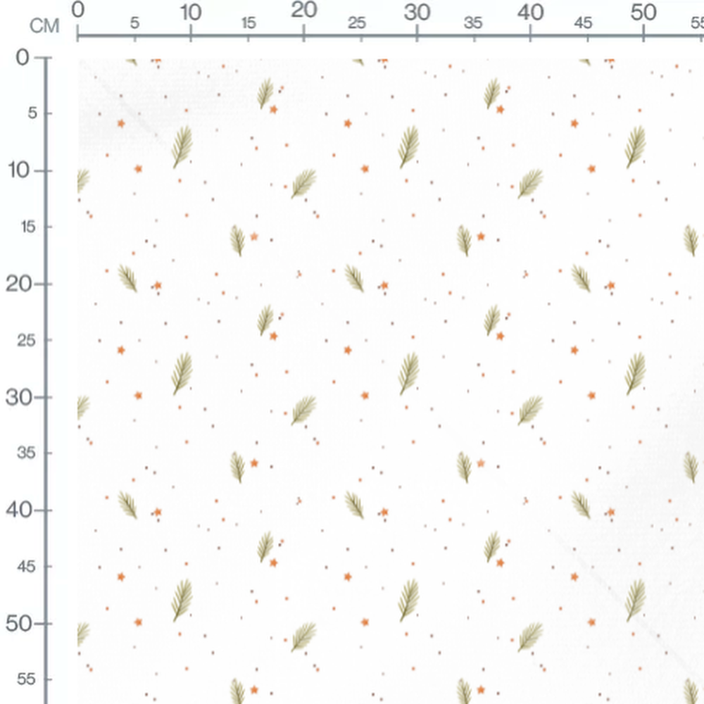 Tissu - Brindilles et étoiles orange