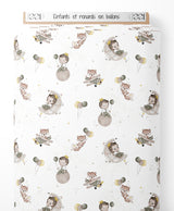 Tissu - Enfants et renards en ballons
