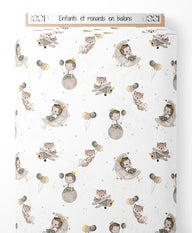 Tissu - Enfants et renards en ballons