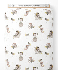 Tissu - Enfants et renards en ballons