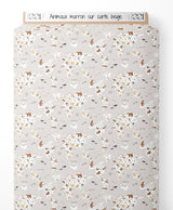 Tissu - Animaux marron sur carte beige