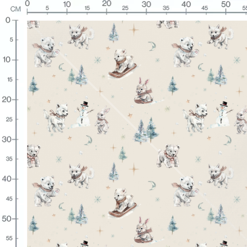Tissu - Animaux festifs dans la neige