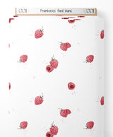 Tissu - Framboises sur fond blanc