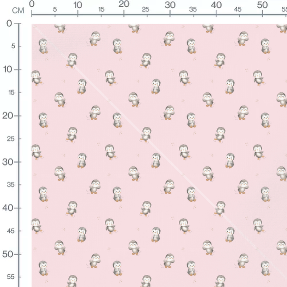 Tissu - Pingouins sur fond rose