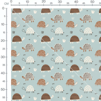 Tissu - Tortues géométriques sur bleu