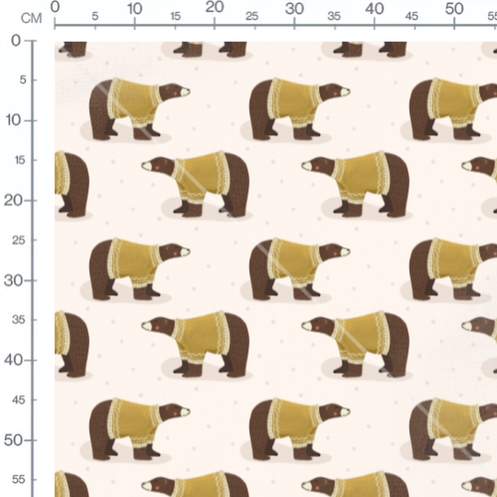 Tissu - Ours en pull jaune