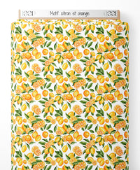 Tissu - Motif citron et orange