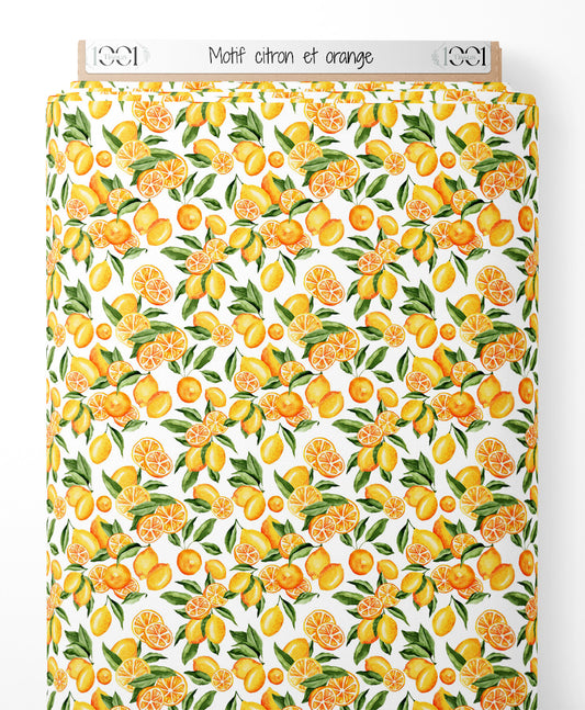 Tissu - Motif citron et orange