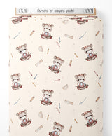 Tissu - Oursons et crayons pastel