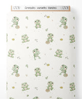 Tissu - Grenouilles souriantes blanches
