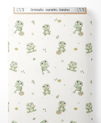 Tissu - Grenouilles souriantes blanches