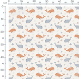 Tissu - Baleines bleues et orange