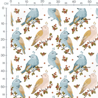 Tissu - Oiseaux colorés sur branches
