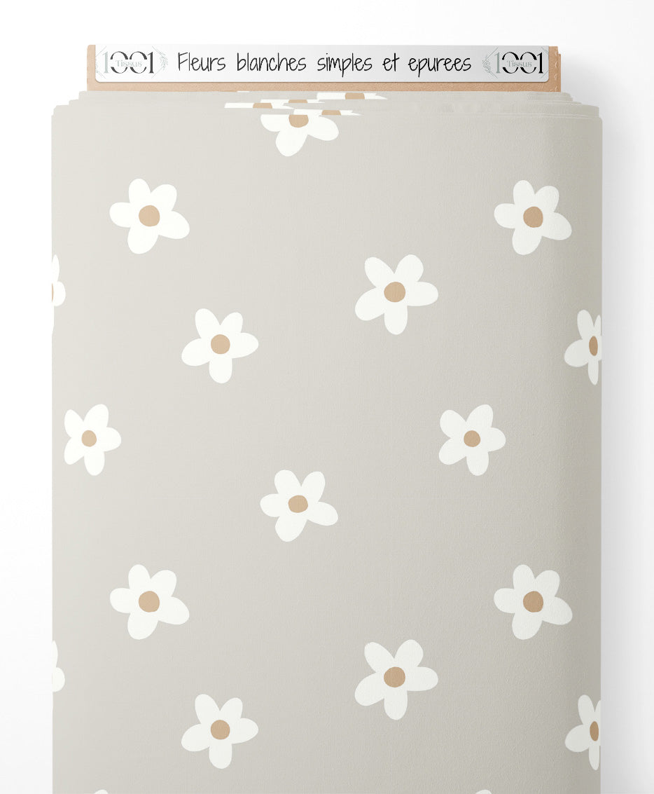 Tissu - Fleurs blanches simples et épurées