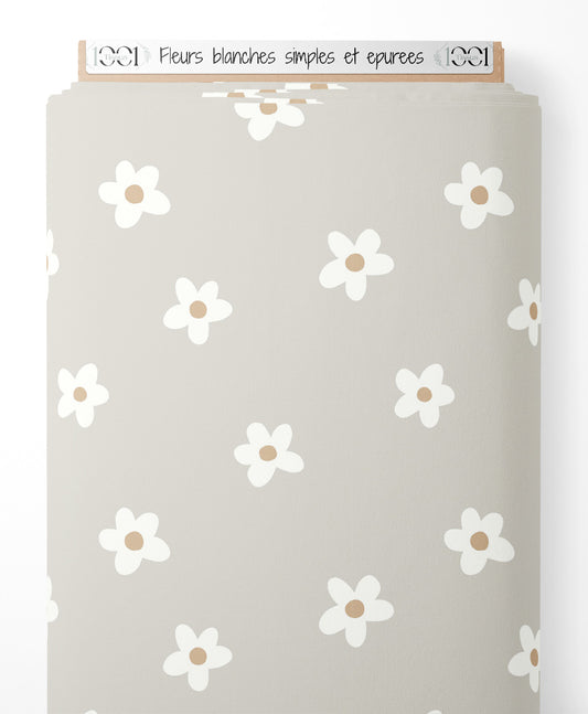 Tissu - Fleurs blanches simples et épurées
