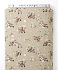 Tissu - Rongeurs et fleurs pastel