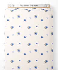 Tissu - Baies bleues sur fond crème