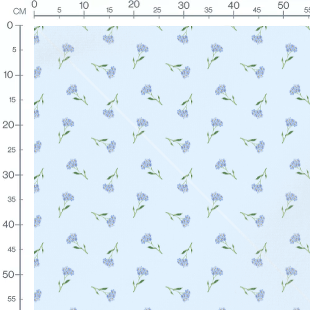 Tissu - Fleurs bleues sur fond clair