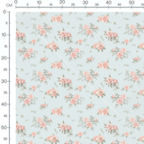 Tissu - Roses roses sur fond bleu