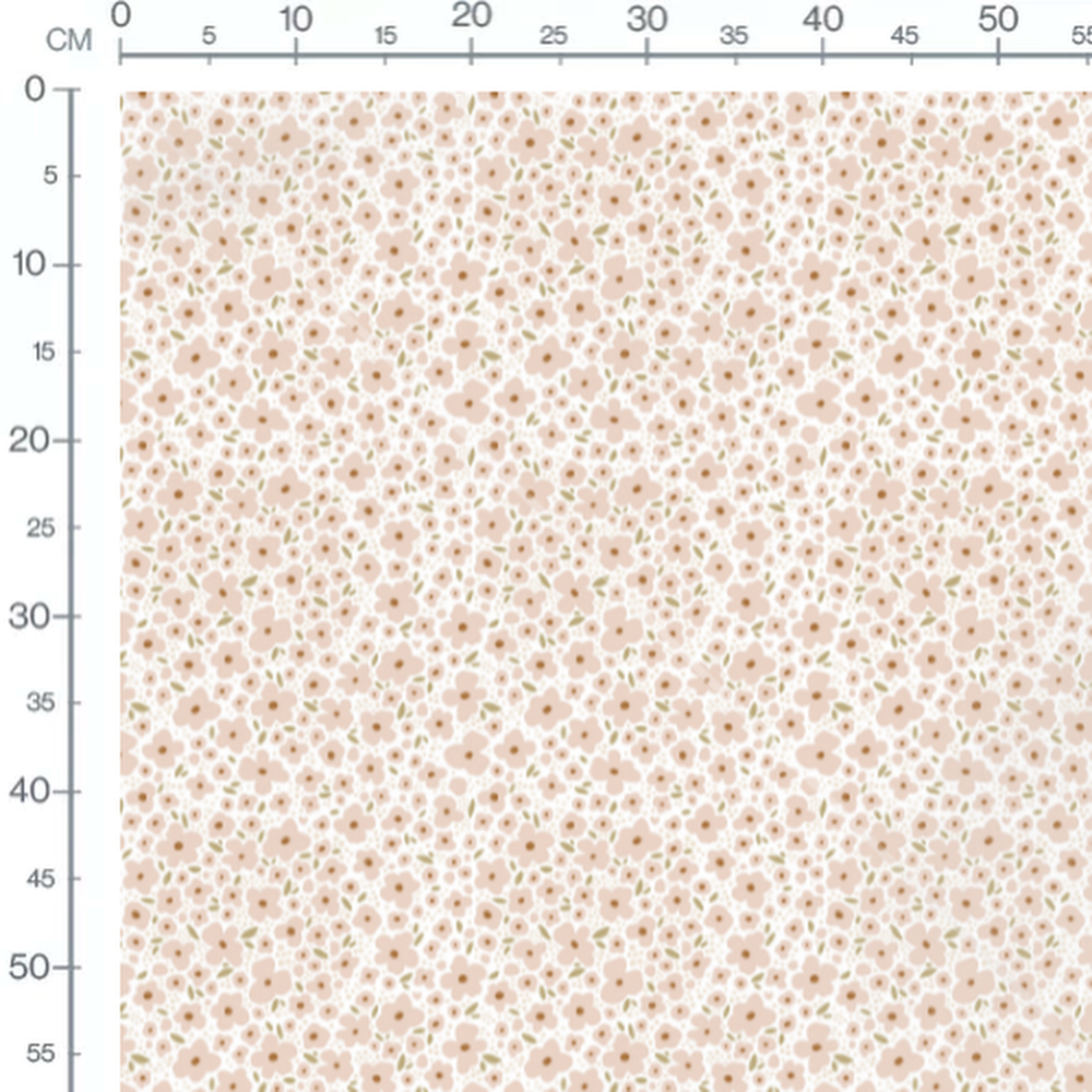 Tissu - Fleurs roses et feuilles éparses