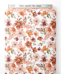Tissu - Fleurs aquarelle tons chauds