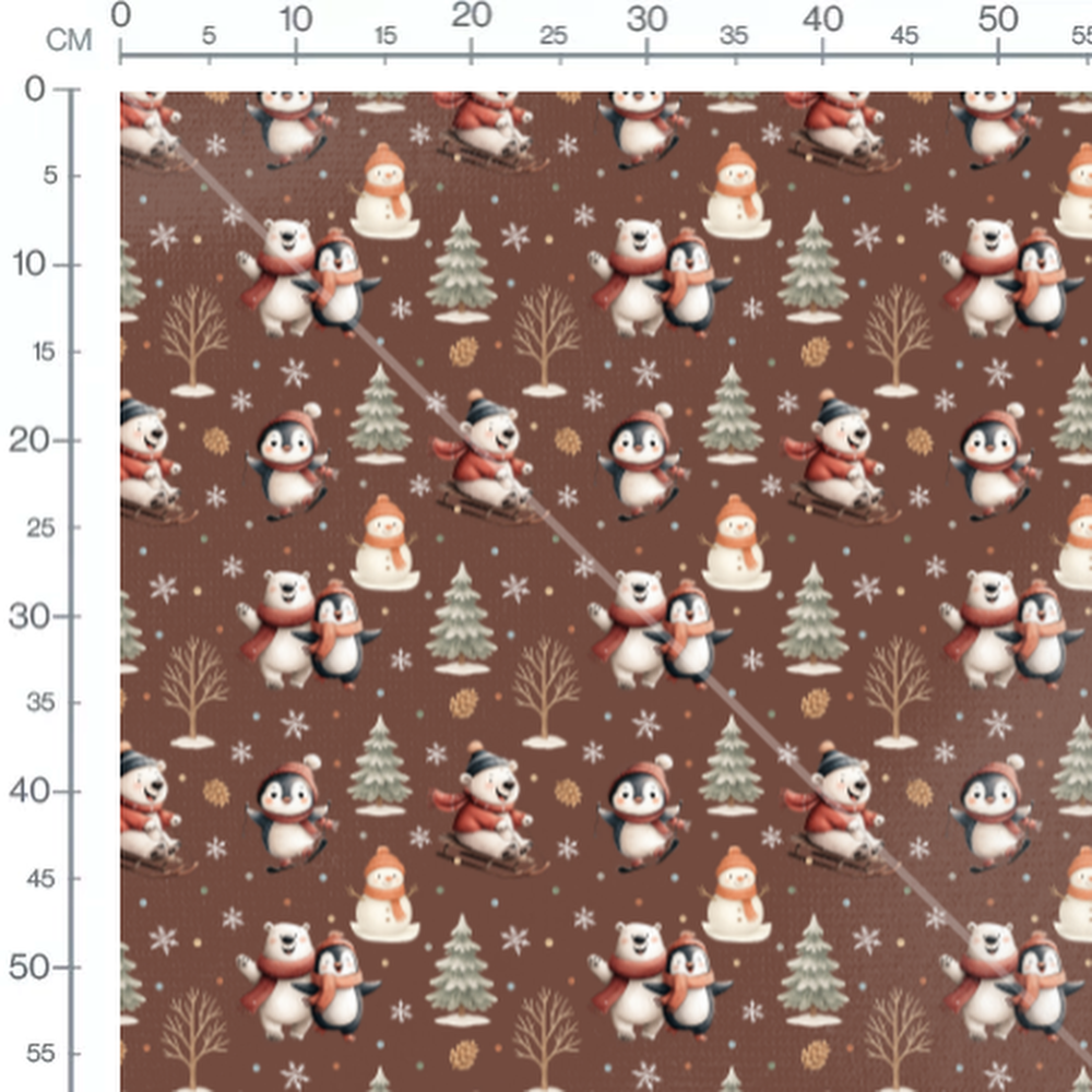 Tissu - Hiver coloré avec animaux