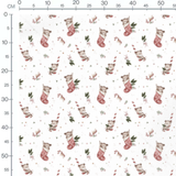 Tissu - Oursons et cannes de Noël