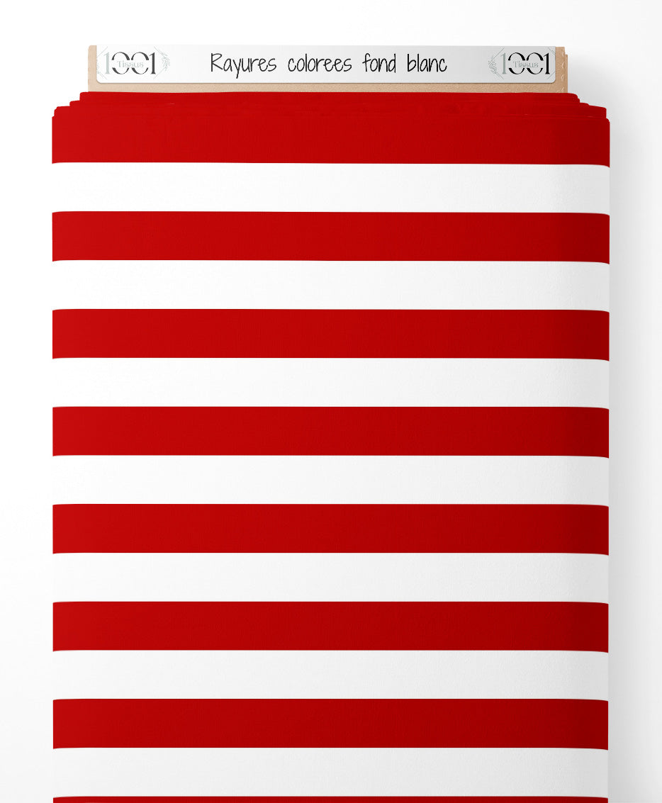 Tissu - Rayures colorées sur fond blanc