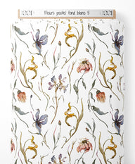 Tissu - Fleurs pastel sur fond blanc 5