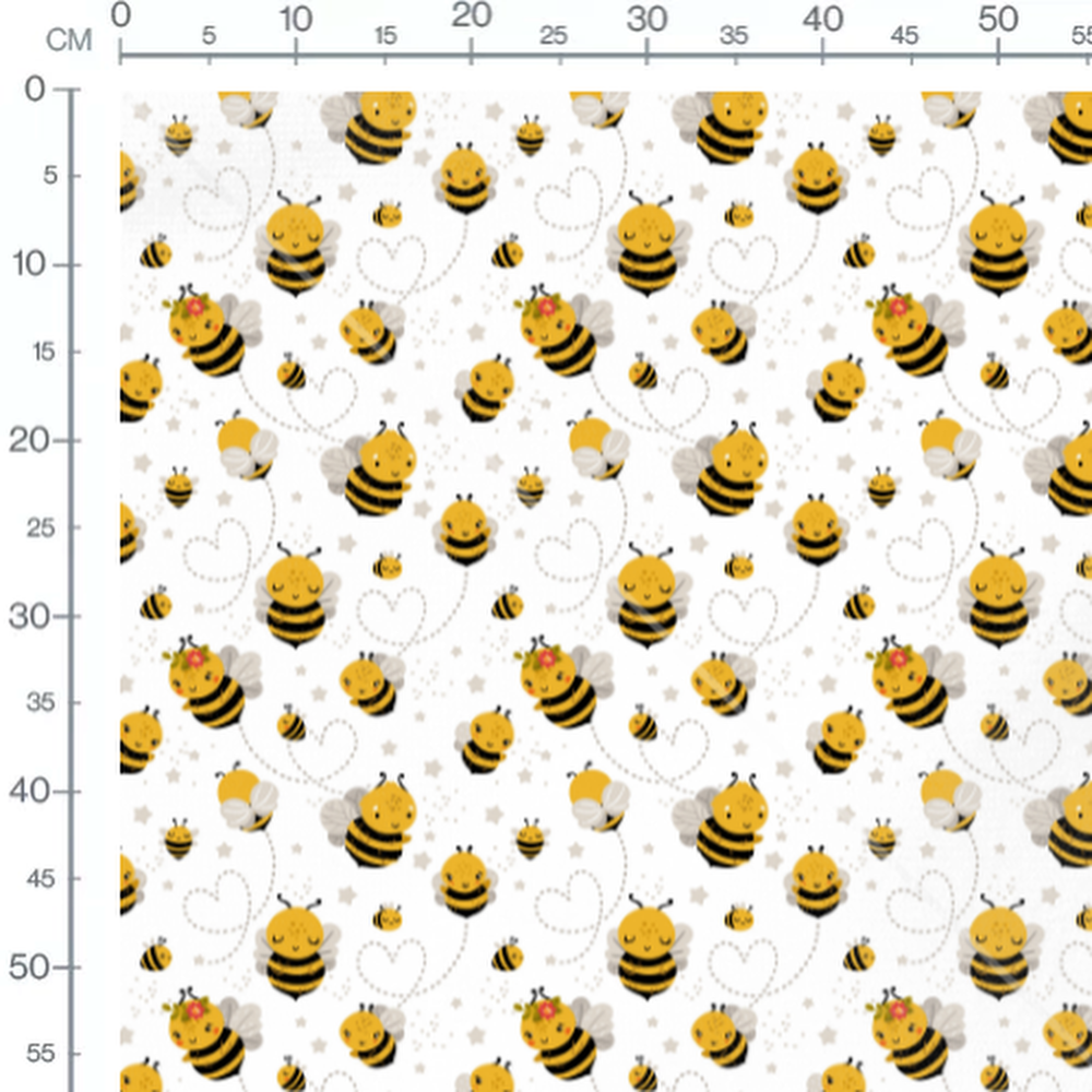 Tissu - Abeilles joyeuses et étoiles