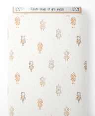 Tissu - Robots beige et gris joyeux