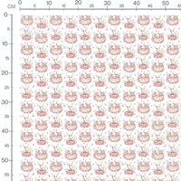 Tissu - Lapins roses et fleurs blanches 2
