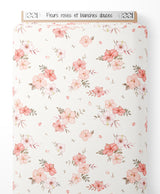 Tissu - Fleurs roses et blanches douces