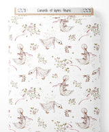 Tissu - Canards et lapins fleuris