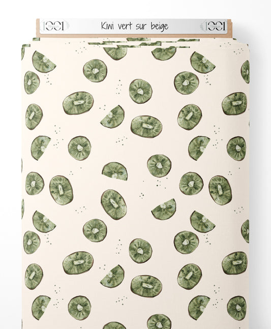 Tissu - Kiwi vert sur beige