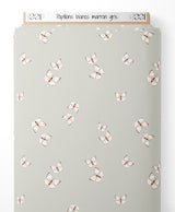 Tissu - Papillons blancs marron gris