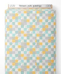 Tissu - Patchwork pastel géométrique