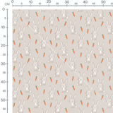 Tissu - Lapins gris et carottes orange