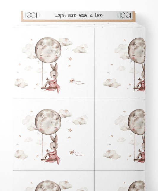 Tissu - Lapin doré sous la lune