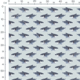 Tissu - Requins gris sur bleu clair