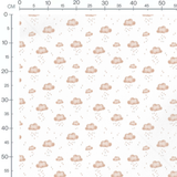 Tissu - Nuages beiges et gouttes colorées