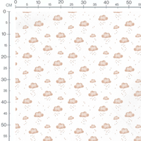 Tissu - Nuages beiges et gouttes colorées