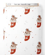Tissu - Faon dans chaussette rouge