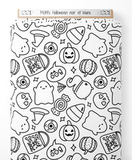 Tissu - Motifs Halloween noir et blanc